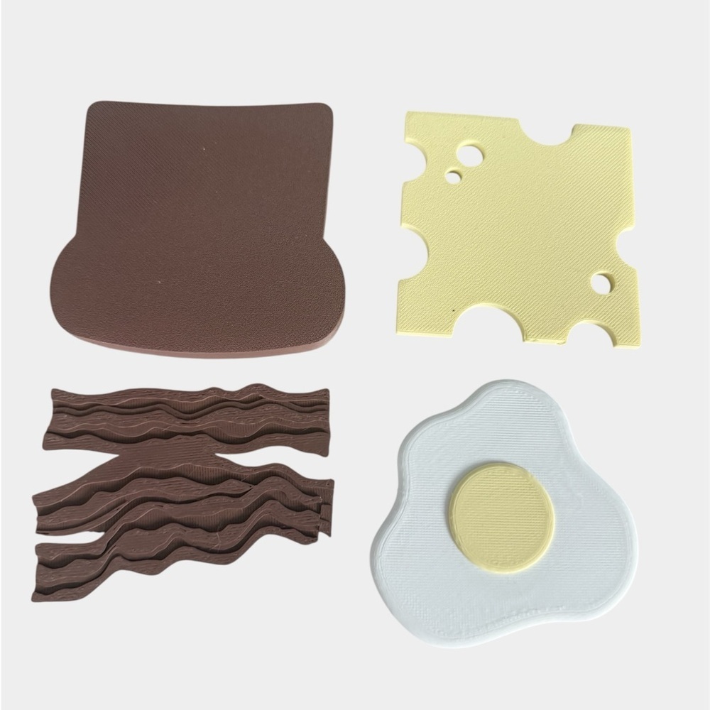 Food 3D Printed Breakfast Food Set – Bacon, Egg, Cheese & Toast